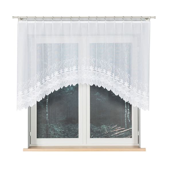 JOWITA - Færdigfremstillet jacquardgardin med underskæring forneden - 250x120 cm - hvid