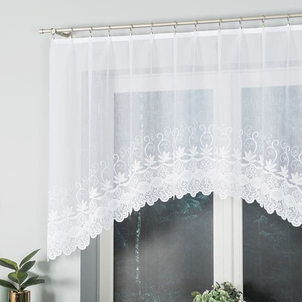 JOWITA - Færdigfremstillet jacquardgardin med underskæring forneden - 250x120 cm - hvid