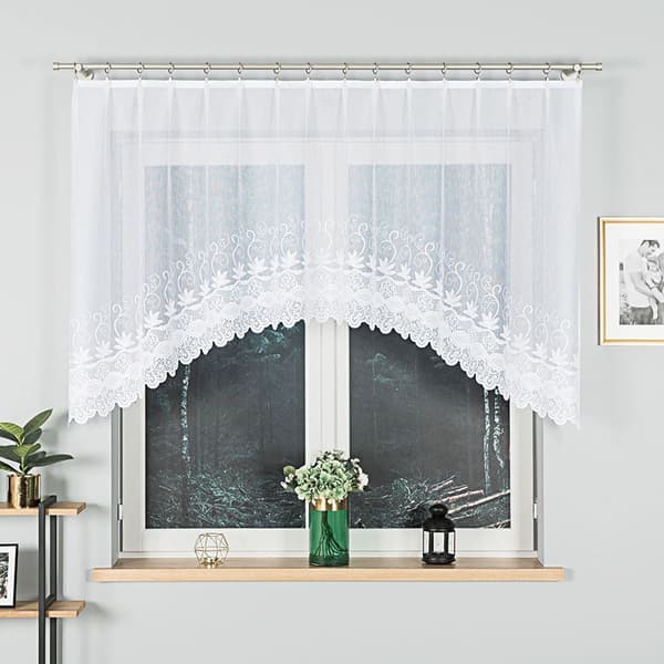 JOWITA - Færdigfremstillet jacquardgardin med underskæring forneden - 250x120 cm - hvid