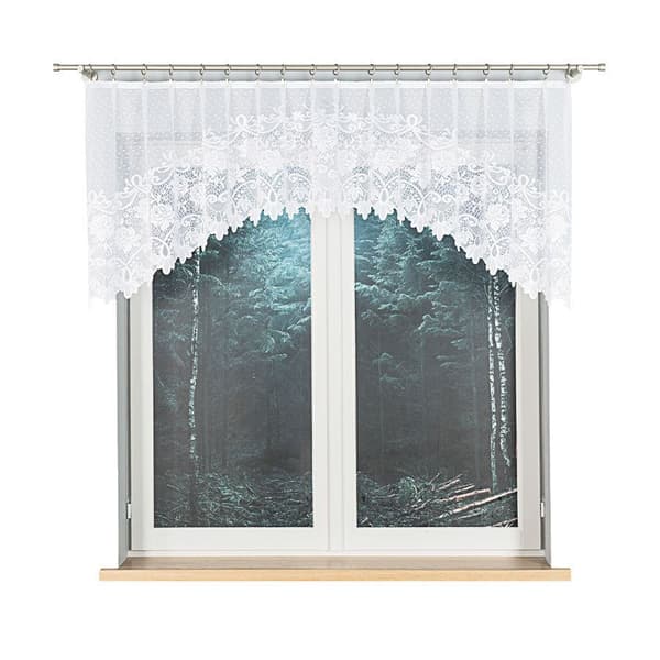 DEMETRIA - Færdigfremstillet jacquardgardin med underskæring forneden - 250x80 cm - hvid