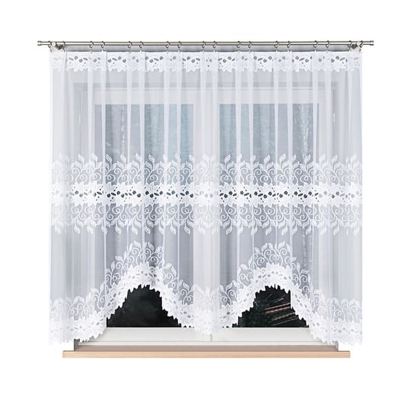 BASTIA - Færdigfremstillet jacquardgardin med underskæring forneden - 300x160 cm - hvid
