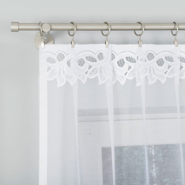 BASTIA - Færdigfremstillet jacquardgardin med underskæring forneden - 280x130 cm - hvid