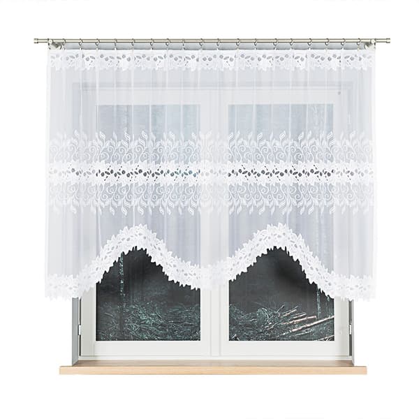 BASTIA - Færdigfremstillet jacquardgardin med underskæring forneden - 280x130 cm - hvid