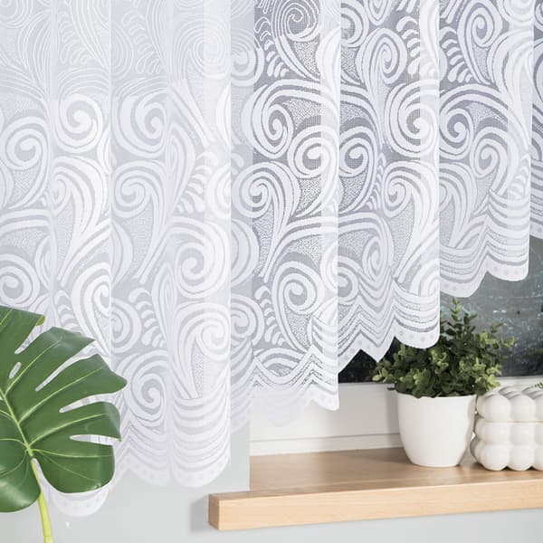 KINGA - Færdigfremstillet jacquardgardin med underskæring forneden - 500x160 cm - hvid