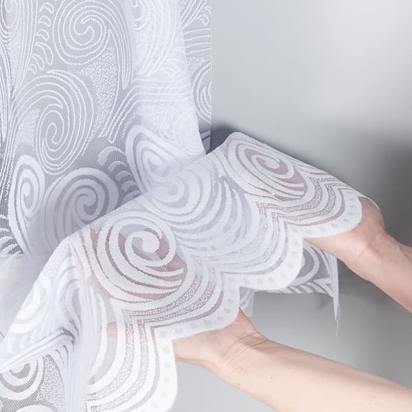 KINGA - Færdigfremstillet jacquardgardin med underskæring forneden - 500x160 cm - hvid