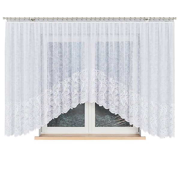 KINGA - Færdigfremstillet jacquardgardin med underskæring forneden - 500x160 cm - hvid