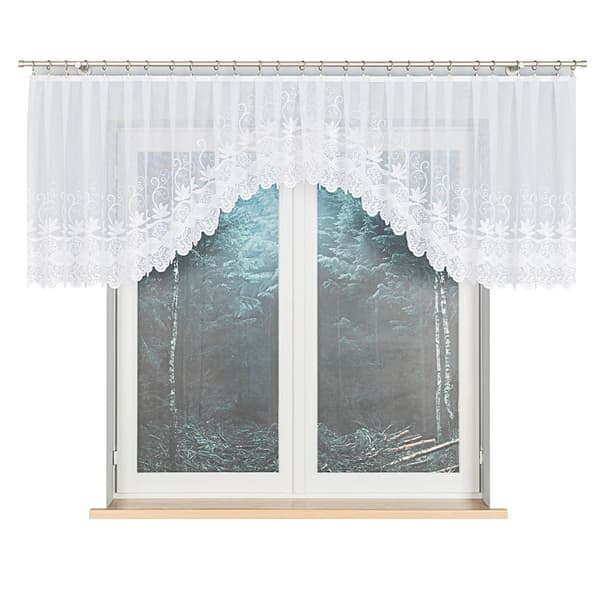 JOWITA - Færdigfremstillet jacquardgardin med underskæring forneden - 400x80 cm - hvid