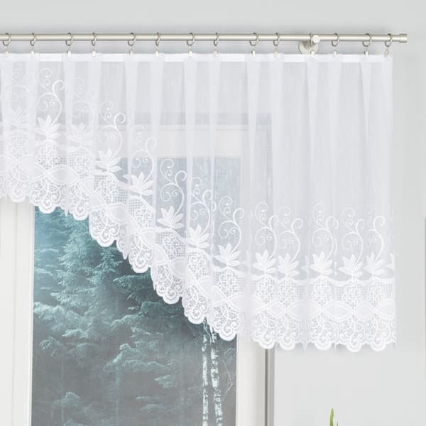 JOWITA - Færdigfremstillet jacquardgardin med underskæring forneden - 400x80 cm - hvid