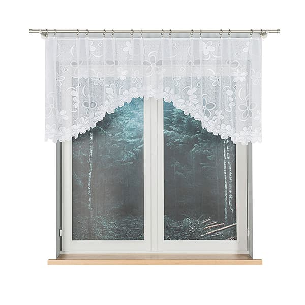 RENATA - Færdigfremstillet jacquardgardin med underskæring forneden - 250x80 cm - hvid