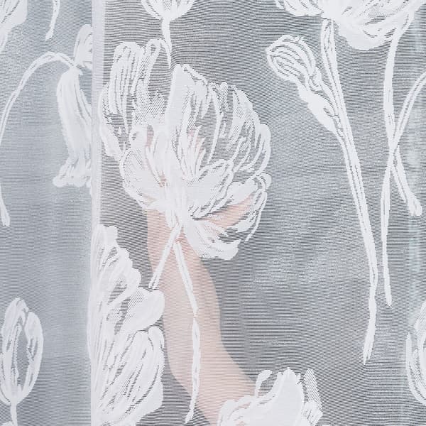 SONIA - Færdigfremstillet jacquardgardin med underskæring forneden - 450x160 cm - hvid