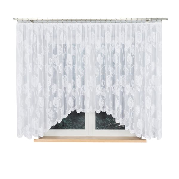 SONIA - Færdigfremstillet jacquardgardin med underskæring forneden - 450x160 cm - hvid