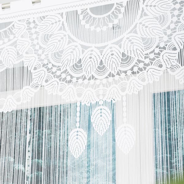MAHIKA - Færdiglavet jacquard-makramé - 160x160 cm - hvid