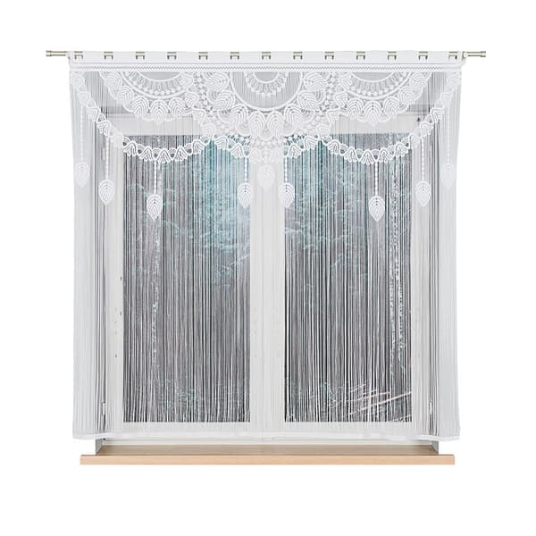 MAHIKA - Færdiglavet jacquard-makramé - 160x160 cm - hvid