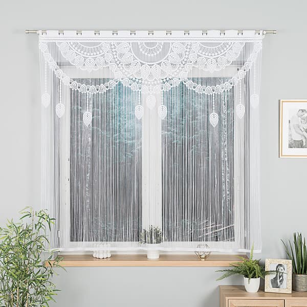 MAHIKA - Færdiglavet jacquard-makramé - 160x160 cm - hvid