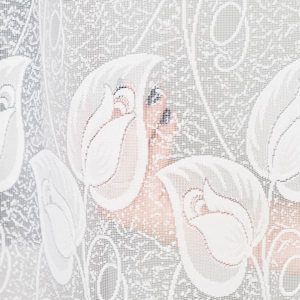 NORA - Färdig jacquardgardin med underskärning nedtill - 450x180 cm - vit