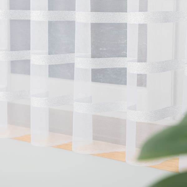 HALINA - Færdigfremstillet jacquardgardin med lige bund - 400x160 cm - hvid
