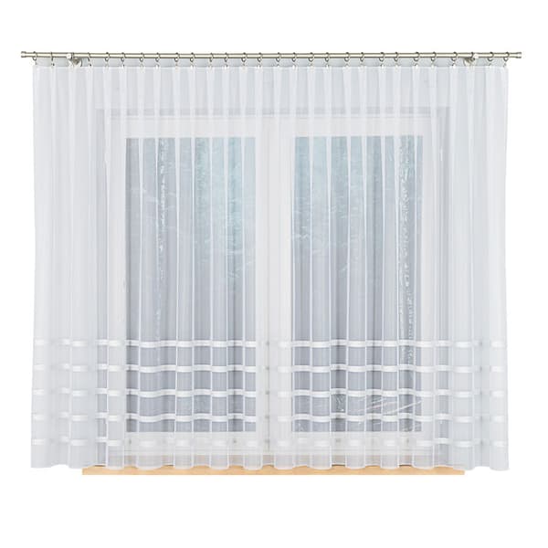 HALINA - Færdigfremstillet jacquardgardin med lige bund - 400x160 cm - hvid