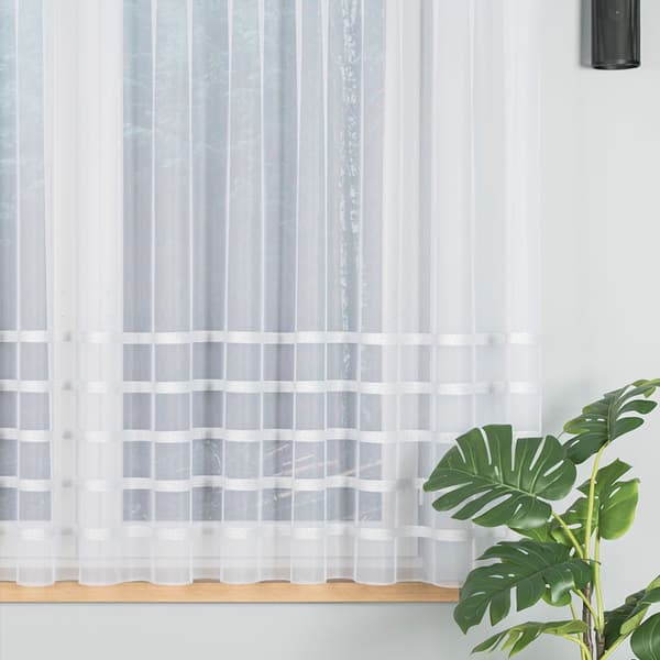 HALINA - Færdigfremstillet jacquardgardin med lige bund - 400x160 cm - hvid