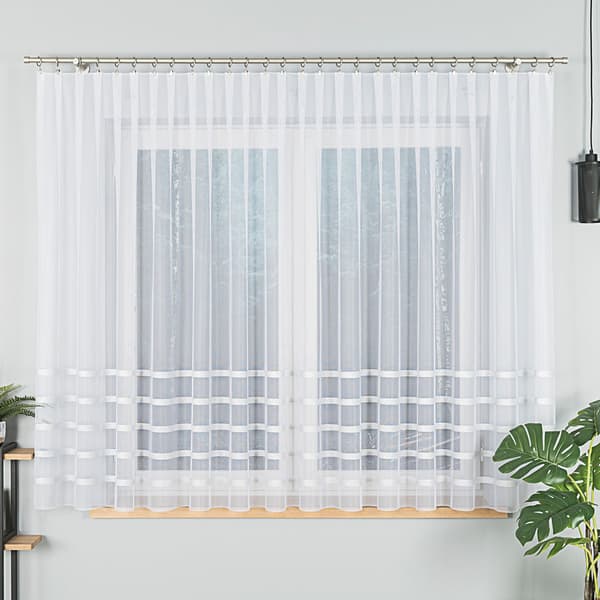 HALINA - Færdigfremstillet jacquardgardin med lige bund - 400x160 cm - hvid