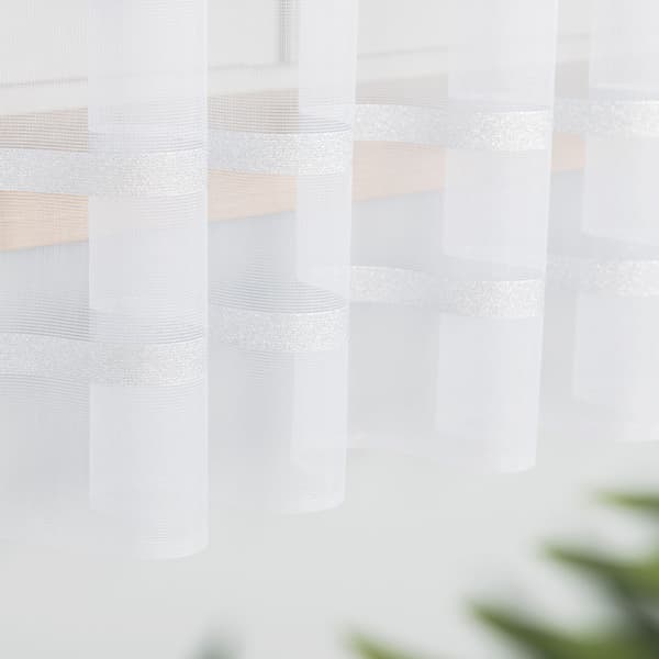 HALINA - Färdig jacquardgardin med rak botten - 400x180 cm - vit