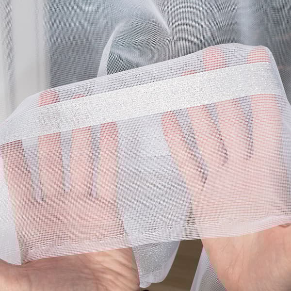 HALINA - Färdig jacquardgardin med rak botten - 400x180 cm - vit