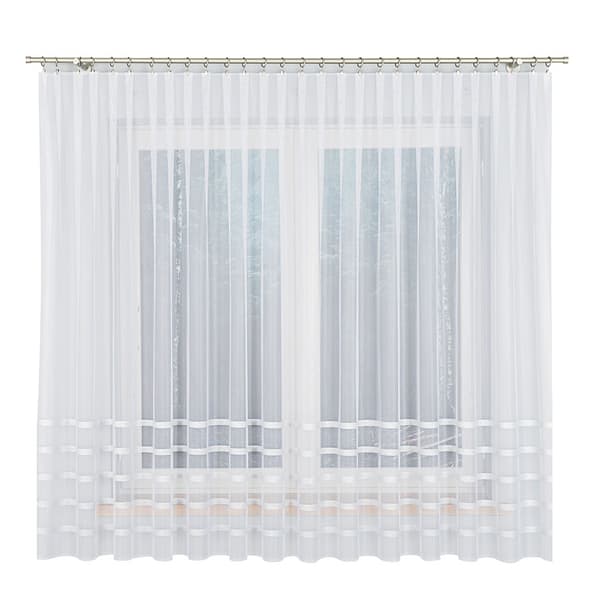 HALINA - Färdig jacquardgardin med rak botten - 400x180 cm - vit