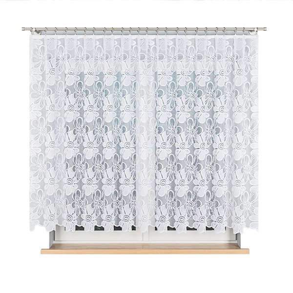 PATRYCJA - Færdigfremstillet jacquardgardin med lige bund - 300x150 cm - hvid