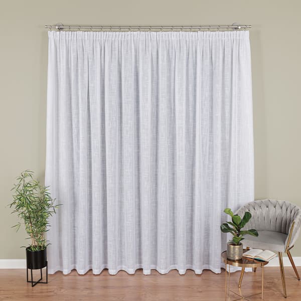 400002 - Færdigfremstillet gardin med rynkebånd - 300x250 cm - hvid
