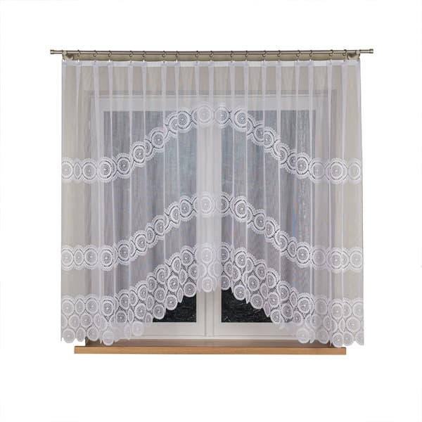 MALWINA - Färdig jacquardgardin med underskärning nedtill - 310x160 cm - vit