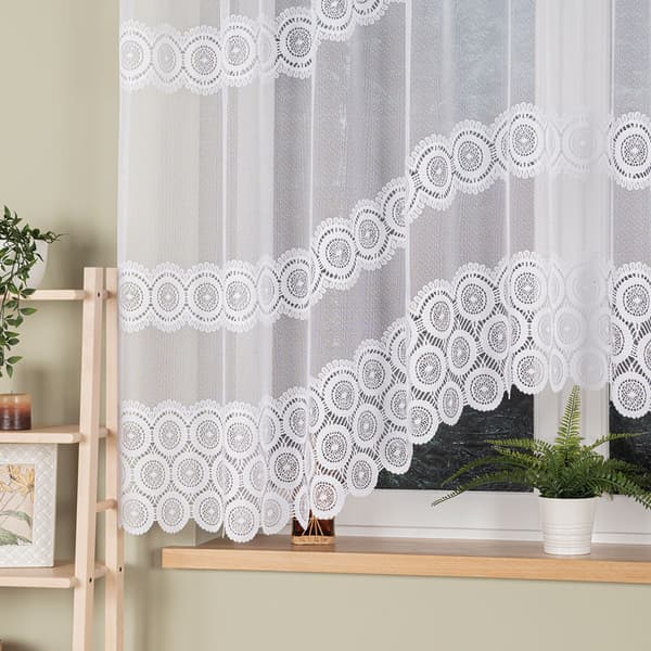 MALWINA - Färdig jacquardgardin med underskärning nedtill - 310x160 cm - vit