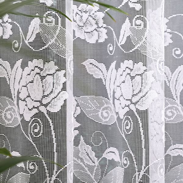 NOLA - Färdig jacquardgardin med underskärning nedtill - 310x160 cm - vit