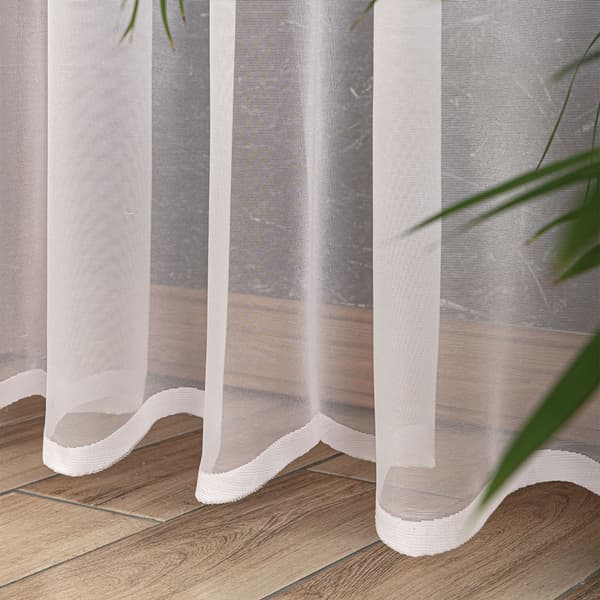 ELZA - Færdigfremstillet jacquardgardin med lige bund - 300x230 cm - hvid