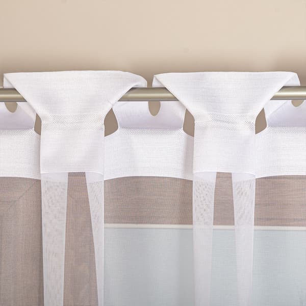 ELZA - Færdigfremstillet jacquardgardin med lige bund - 300x230 cm - hvid