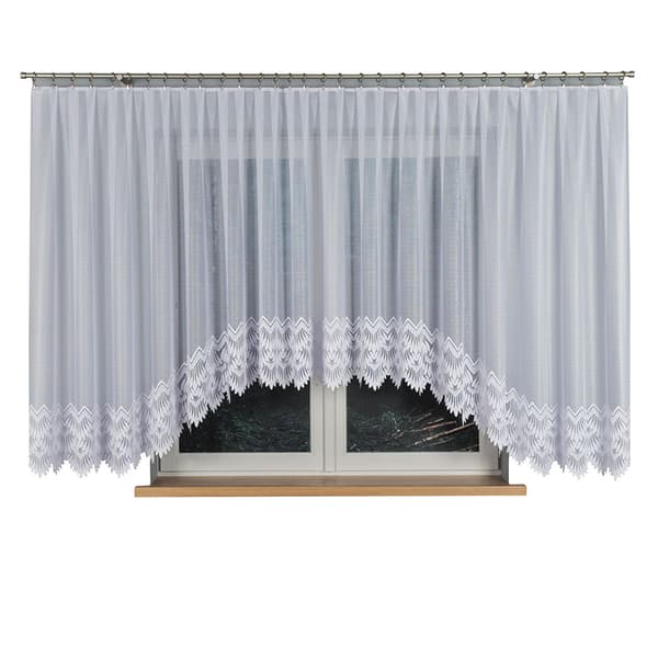 FELICJA - Färdig jacquardgardin med underskärning nedtill - 600x160 cm - vit