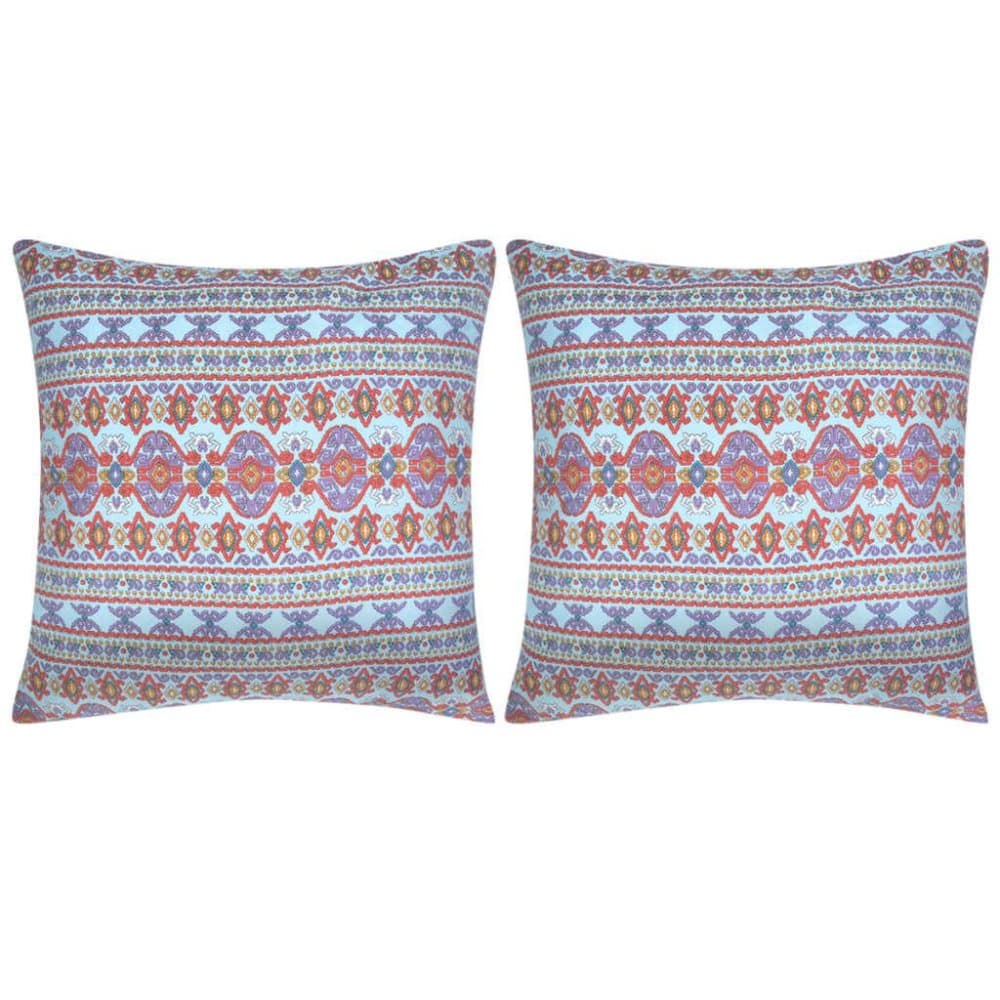 vidaXL Kuddfodral 2 st canvas Aztec tryckt flerfärgad 80x80 cm