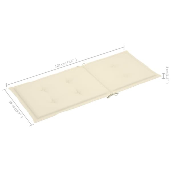 vidaXL stolehynder m. høj ryg 2 stk. 120x50x3 cm stof cremefarvet
