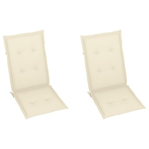 vidaXL Stolsdynor 2 st gräddvit 120x50x3 cm tyg