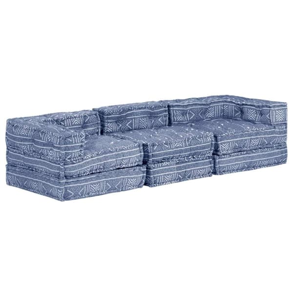 vidaXL Modulpuff 3-sits indigo tyg