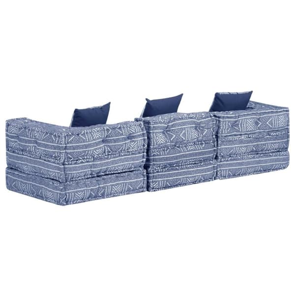 vidaXL Modulpuff 3-sits indigo tyg