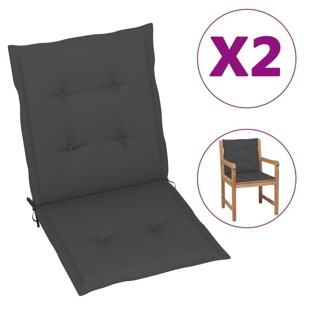 vidaXL Stolsdynor för trädgården 2 st antracit 100x50x3 cm