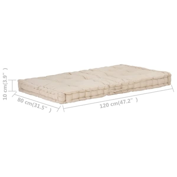 vidaXL Dyna till pallsoffa bomull 120x80x10 cm beige