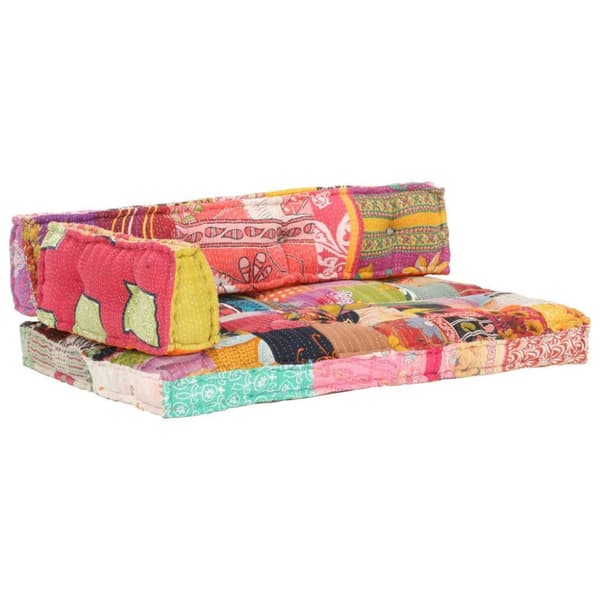 vidaXL hynde til pallesofa stof patchwork flerfarvet