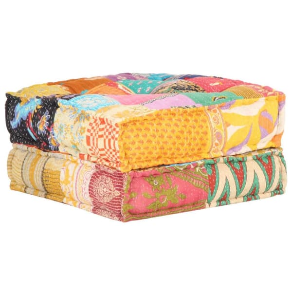 vidaXL puf med patchwork 60x70x36 cm stof