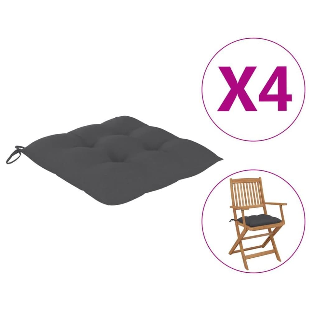 vidaXL Stolsdynor 4 st antracit 40x40x7 cm tyg