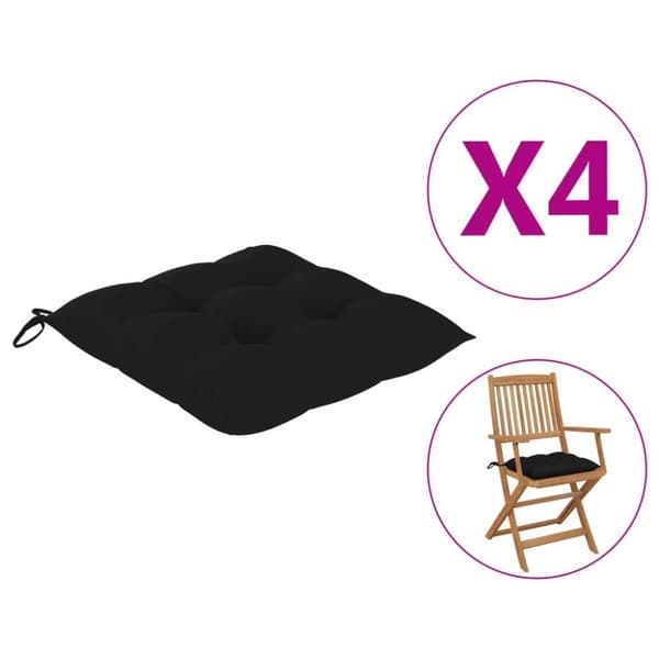 vidaXL Stolsdynor 4 st svart 40x40x7 cm oxfordtyg