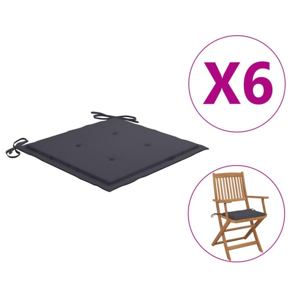 vidaXL Sittdynor för trädgården 6 st antracit 40x40x4 cm tyg