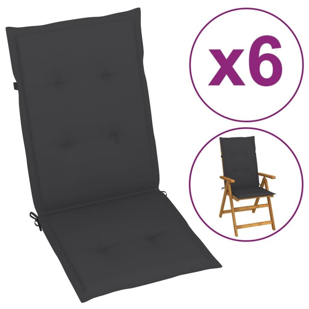 vidaXL Dynor för trädgårdsstolar 6 st antracit 120x50x4 cm