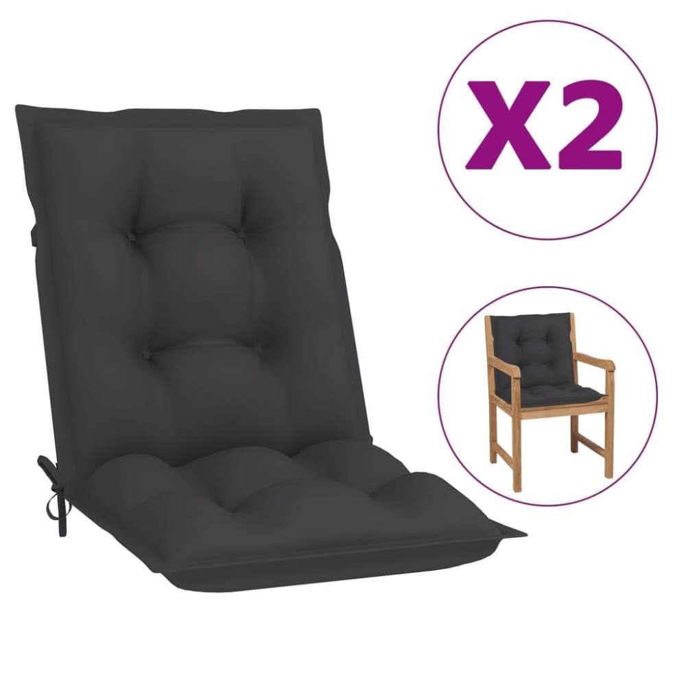 vidaXL Dynor för trädgårdsstolar 2 st antracit 100x50x7 cm