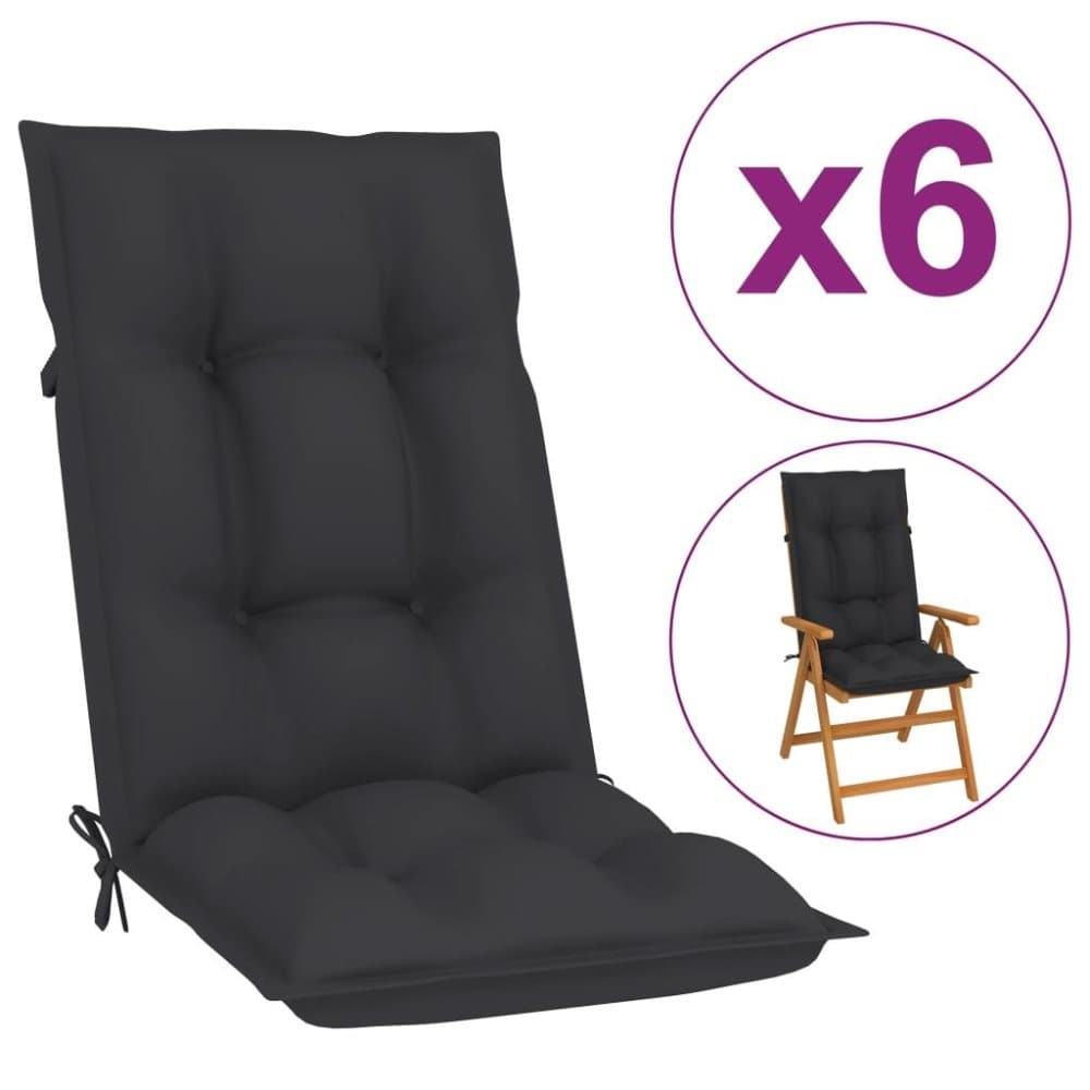 vidaXL Dynor för trädgårdsstolar 6 st antracit 120x50x7 cm