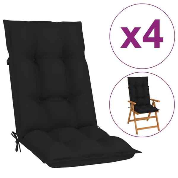 vidaXL hynder til havestol 4 stk. 120x50x7 cm sort